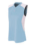 A4 Womens Sleeveless Henley w/ Stretch Mesh Contrast (NW3318), Color 'Light Blue/White'
